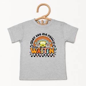 The Juniper Shop They See Me Rollin' Rainbow Toddler Short Sleeve Tee - 1 of 2