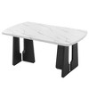 Gulches 63" White+Black Faux Marble Dining Table, MDF & Rubber Wood Legs, 350LBS Capacity, Easy Assembly for Home/Dining Room - 4 of 4
