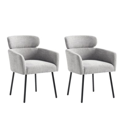 Curt Boucle Elevated Backrest Dining Chair with Metal Legs Set of 2 | Artful Living Design
