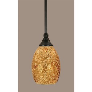 Toltec Lighting Any 1 - Light Pendant in  Matte Black with 5" Gold Fusion Shade - 1 of 1