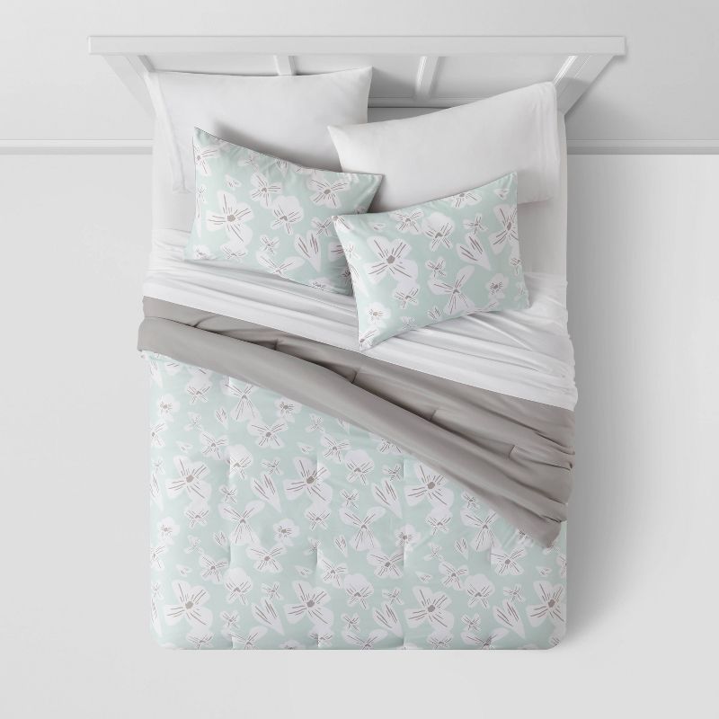 Floral Print Microfiber Reversible Comforter & Sheet Set Mint Green - Room Essentials™, 3 of 9