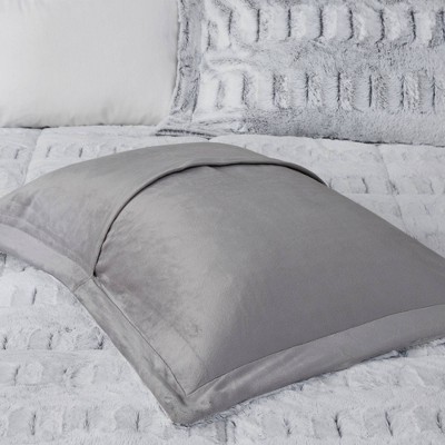 Gray Twin Reversible Faux Fur Bedspread Set