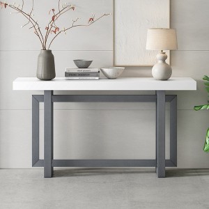 Contemporary Console Table With Industrial Style Concrete Wood Top Easy To Assemble Extra Long Entryway Table For Entryway Hallway Living Room Foyer - 1 of 4
