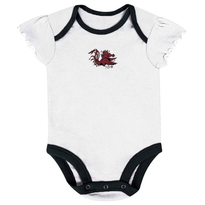NCAA South Carolina Gamecocks Infant Girls&#39; 3pk Bodysuit Set, 3 of 5