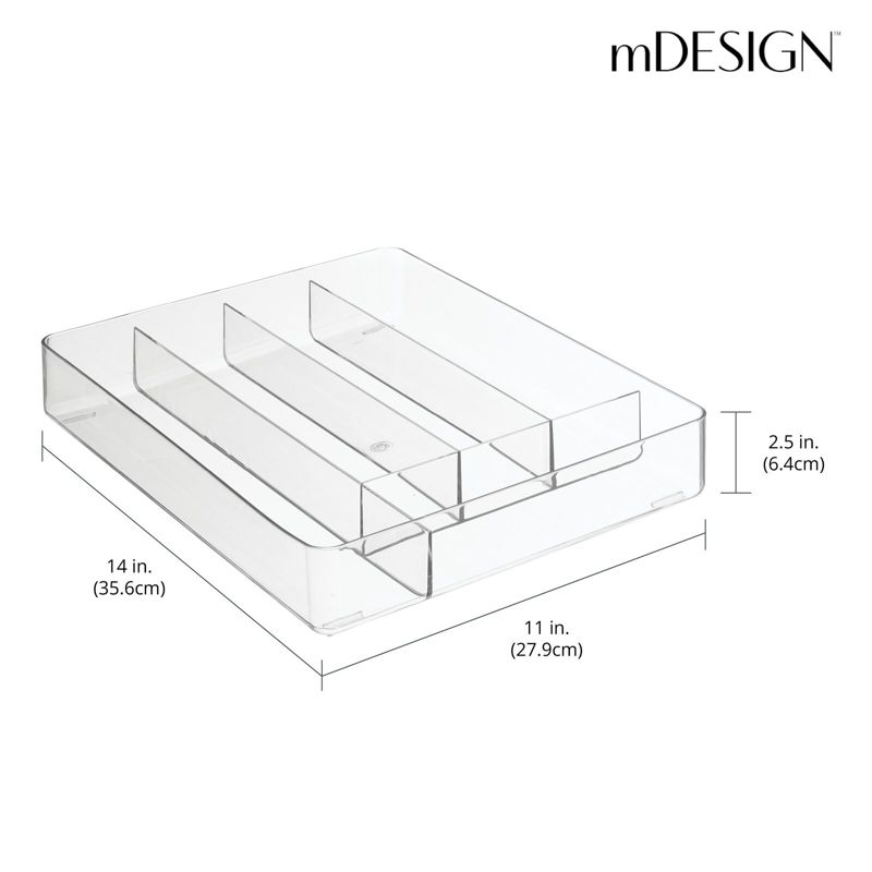 mDesign Plastic Kitchen Drawer Storage Cutlery Tray - Clear, 4 of 10