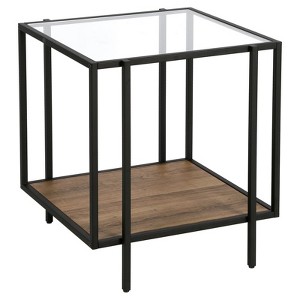 Black Bronze and Rustic Oak Side Table - Henn&Hart - 1 of 4