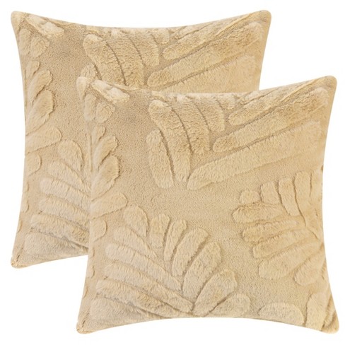 Unique Bargains Basho Leaf Pattern Solid Fluffy Plush Square Pillowcase 2 Pcs - image 1 of 4