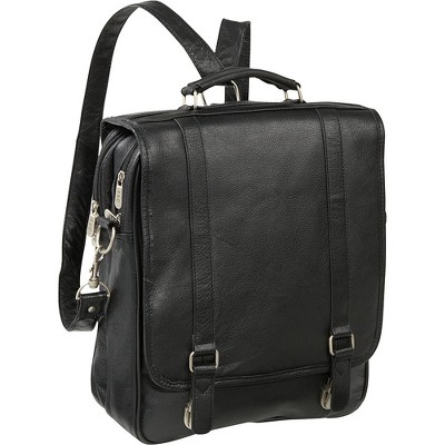 Amerileather Black Leather Laptop Backpack Briefcase (#2437-0)