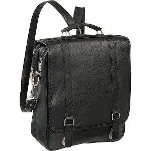 Amerileather Black Leather Laptop Backpack Briefcase (#2437-0) - 1 of 4