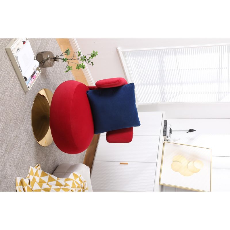 Round Teddy/Velvet Fabric Swivel Barrel Chair With Armrest - ModernLuxe, 2 of 11