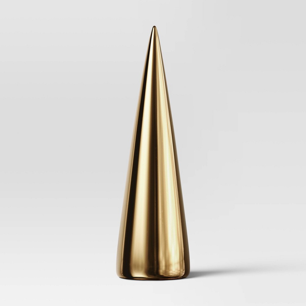 14.25" Plated Ceramic Cone Christmas Tree Sculpture - Wondershop™ Gold