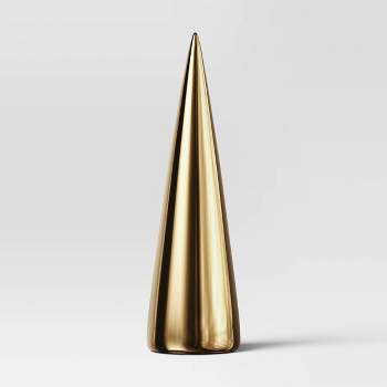 14.25" Plated Ceramic Cone Christmas Tree Sculpture - Wondershop™ Gold