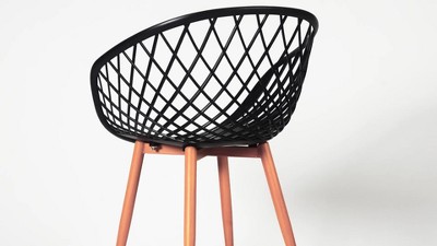 Black Metal and Polypropylene Modern Arm Chair Set