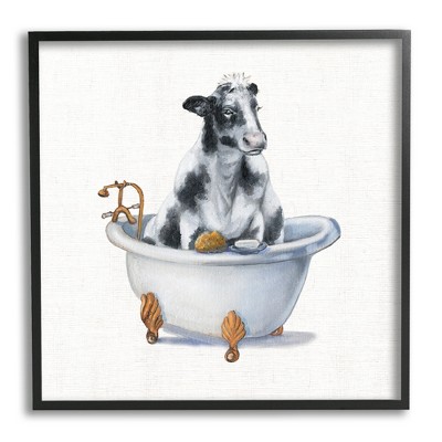 Stupell Industries Dairy Cow in Bathtub Country Farm Animal