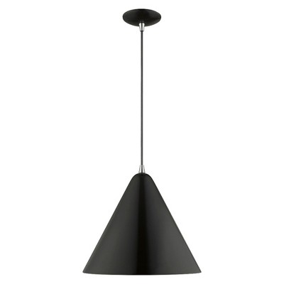 Contemporary Mini Pendant Light with Gold Interior & Shiny Black Exterior