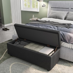 Whizmax Storage Ottoman Bench, Mid-Century Modern Storage Bench for Bedroom, Synthetic Leather with Stitching, Safety Hinges, Loads 680 Lb - 1 of 4