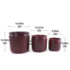 VisioGear 3PCS Ceramic Flowerpot, Modern Planter for Patio, Garden, Windowsill, Bean Paste Red, 15"*15"*15" - 3 of 4