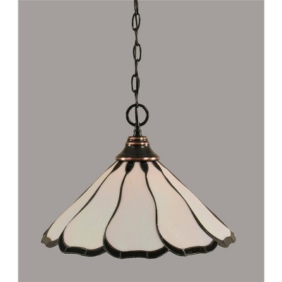 Toltec Lighting Any 1 - Light Pendant in  Black Copper with 16" Pearl & Black Flair Art Glass Shade