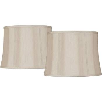 Springcrest Set of 2 Drum Lamp Shades Taupe Medium 14" Top x 16" Bottom x 12" High Spider with Replacement Harp and Finial Fitting