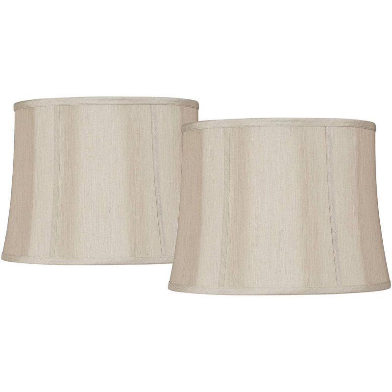 Springcrest Set of 2 Drum Lamp Shades Taupe Medium 14" Top x 16" Bottom x 12" High Spider with Replacement Harp and Finial Fitting, 1 of 8