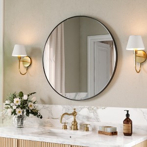 Matte Round Rectangle Bathroom Vanity Mirror, Over-Sink Wall Mirror with HD Tempered Glass and Rust-Resistant Aluminum Frame - 1 of 4
