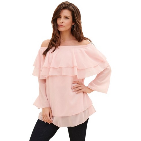 Roaman's Women's Plus Size Flounce Off-the-shoulder Top : Target