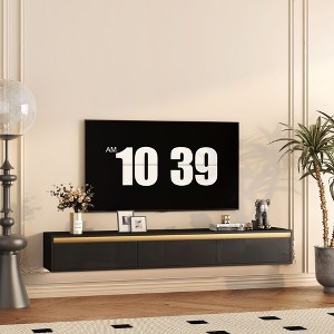 PAGED Wall Mounted TV Stand for TVs Up to 69 Inch,Floating Console Table with Led Lights and Power Outlet for Bedroom,Living Room - 1 of 4