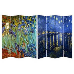 Oriental Furniture Van Gogh Fine Art Double Sided Room Divider Starry Night and Irises: Canvas Partition, No Assembly Required - 1 of 3