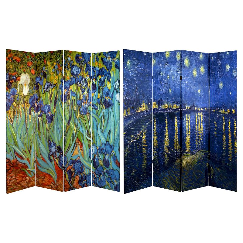 Van Gogh Fine Art Double Sided Room Divider Starry Night and Irises - Oriental Furniture, 1 of 6