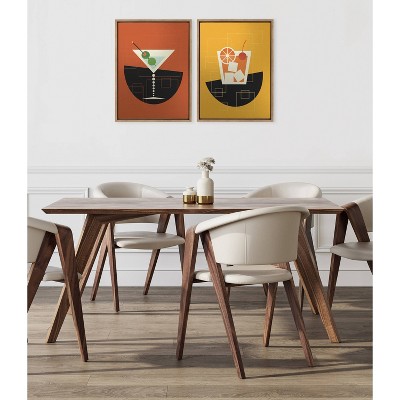 Gold and Orange Martini and Old Fashioned Canvas Wall Art Set