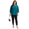 Women's Plus Size Tie Crew Neck 3/4 Ruffle Sleeves Work Office Chiffon Blouses - Agnes Orinda - 3 of 4