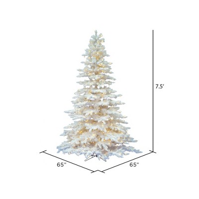 7.5' Flocked White Spruce Christmas Tree with Warm White LED Lights