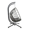 2-Person Wicker Hanging Swing Egg Chair with Stand and Cushions for Indoor/Outdoor - 3 of 4