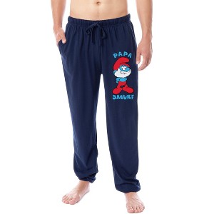 The Smurfs Men's Papa Smurf Movie Film Sleep Jogger Pajama Pants Blue - 1 of 4