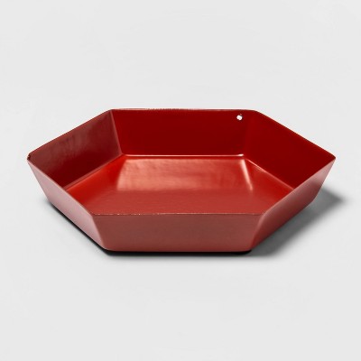 red metal tray