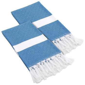 Linum Home Diamond Pestemal Beach Towel, Blue, Cotton