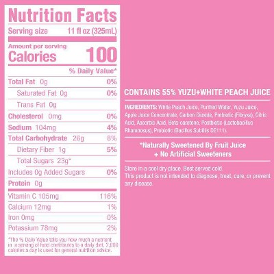 cheerpop Sparkling Yuzu + White Peach Juice Drink - 11oz/4pk