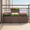 Gulches Rectangular Raised Garden Bed Kit Indoor Outdoor Plastic Planter Grow Box for Fresh Vegetables, Herbs, Flowers & Succulents, Coffee color - 4 of 4