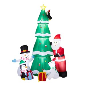 SEVOBAL Inflatable Holiday Decorations 7.5FT Christmas Inflatable Decoration, Inflatable Christmas Tree Santa Snowman, Multicolored, 65"*45.3"*88.6" - 1 of 4