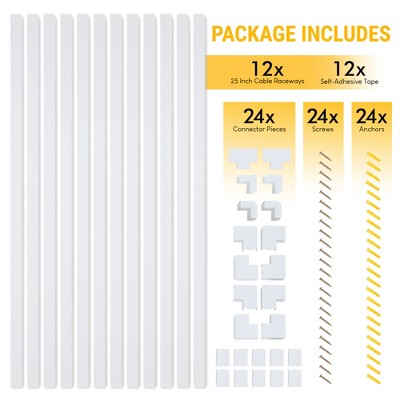 Set of Twelve White 25-inch Paintable Cable Concealers