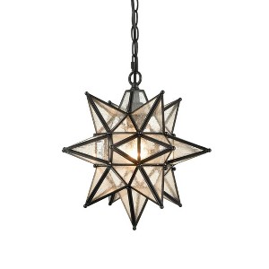 Claxy Moravian Star Pendant Light Chandelier Seeded Glass Black 13 Inches - 1 of 4