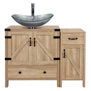 ELECWISH 28-inch Bathroom Vanity with Freestanding Bathroom Storage Cabinet, Modern Wood Fixture Stand Bathroom Cabinet Without Sink - 1 of 4
