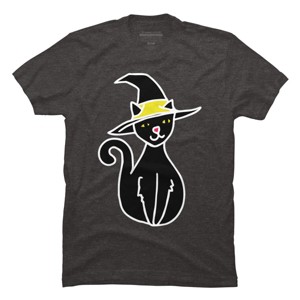 Men's Design By Humans Halloween Witchy Cat By BubbSnugg T-Shirt - 1 of 4