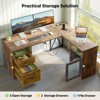 Bestier Farmhouse L Shaped Desk with Drawers, 63" Office Computer Corner Desk with Charging Station,Cabinet & Modesty Panel for Home Office - 3 of 4