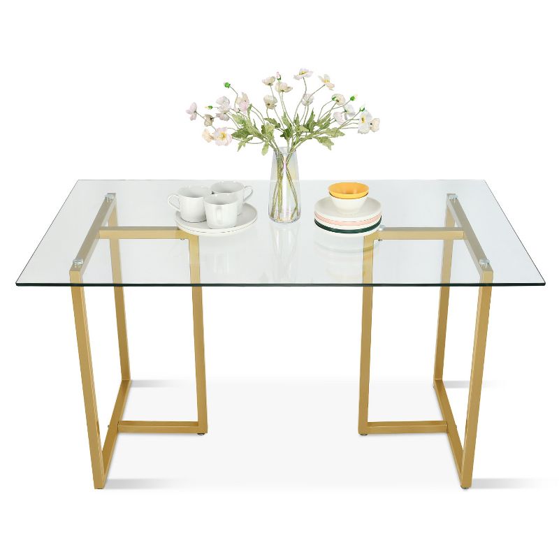Contemporary Ming 55" Dining Table with Clear Tempered Transparent Glass Tabletop-The Pop Maison, 4 of 11