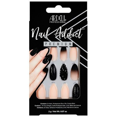 Ardell Nail Addict False Nails Black Stud & Pink Ombre - 24ct