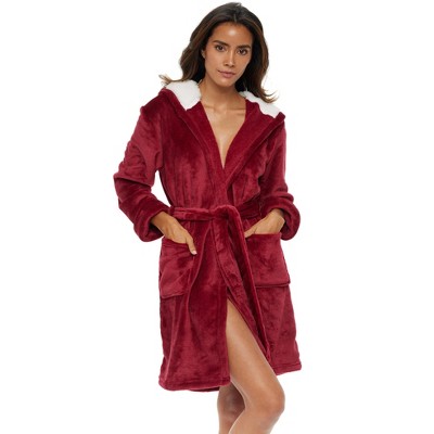 Alexander Del Rossa Women's Classic Plush Hooded Robe, Short Fleece ...