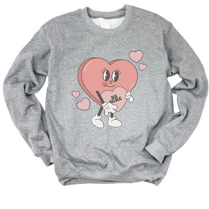 Simply Sage Market Women's Graphic Sweatshirt Be Mine Heart Cartoon - 1 of 4