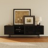 POVISON Mid-Century Modern TV Stand, Louvered Wood Entertainment Center with Slatted Doors, Open Storage, Tall-Cast Metal Legs, 70.87" - 3 of 4