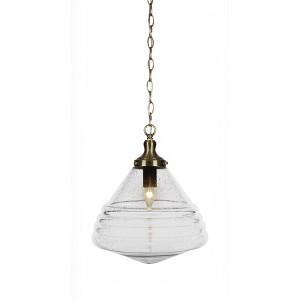 Toltec Lighting Juno 1 - Light Pendant in  New Aged Brass with 14" Clear Bubble Shade - 1 of 1